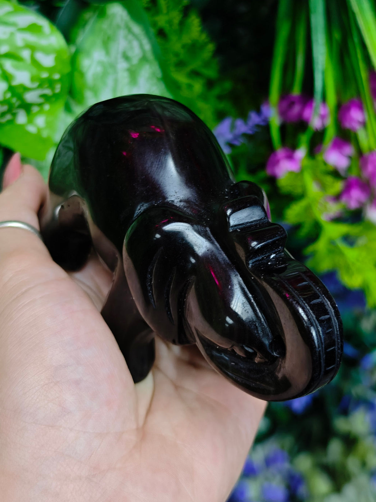 Silver Sheen Obsidian Elephant