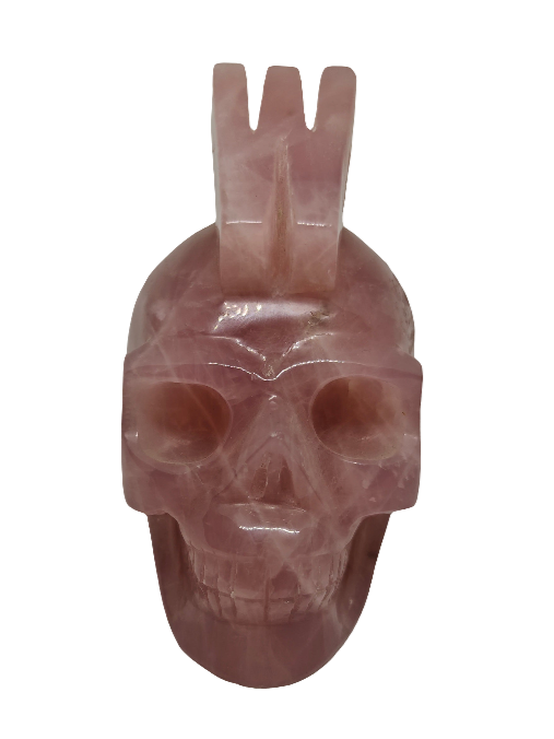 Rose Quartz W Skull 4.5"