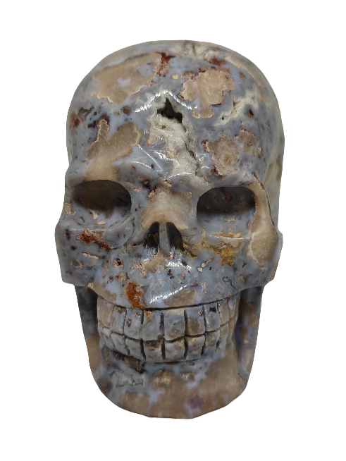 Purple Agate Skull & Chalcedony 4"