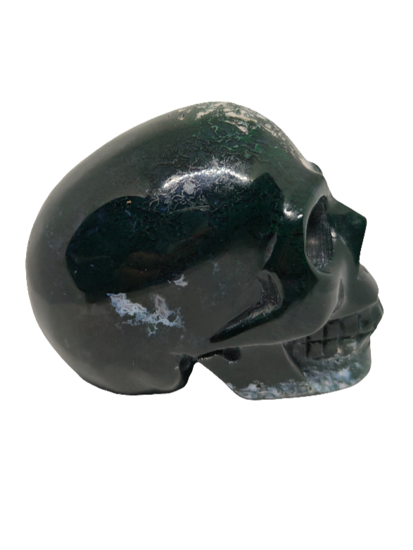 Moss Agate Skull 4.25"