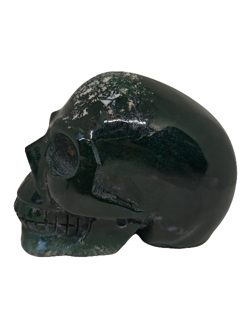 Moss Agate Skull 4.25"