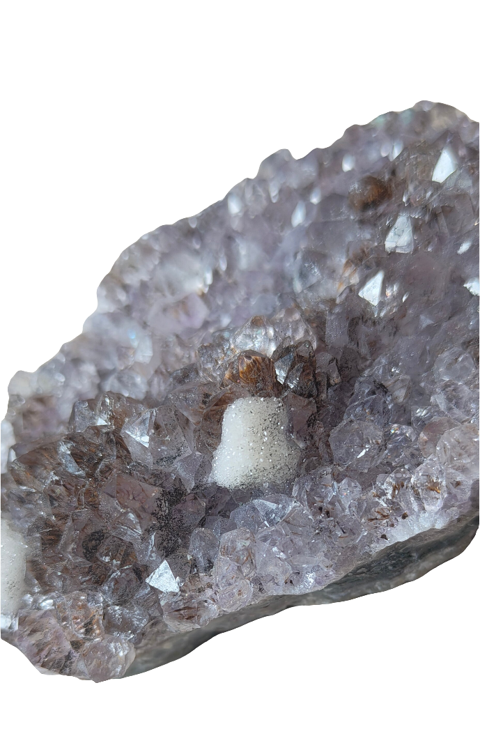 Amethyst with Calcite and Goethite 4.5"
