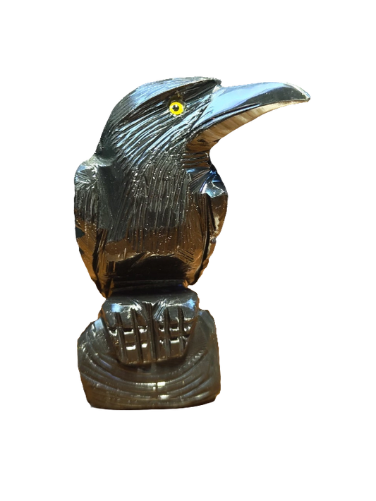 Black Onyx Crow Carving 3”