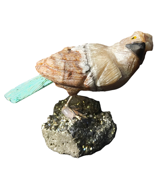 Bird Carving on Pyrite 3”