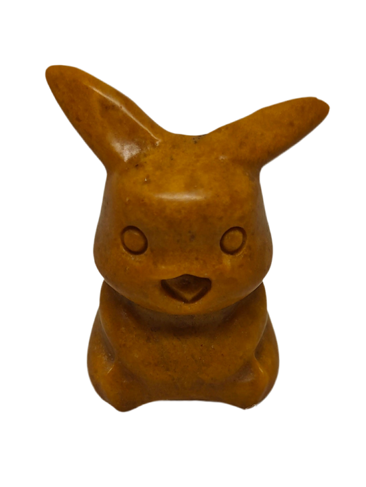 Yellow Jade Pikachu Pokemon  Carving 2"