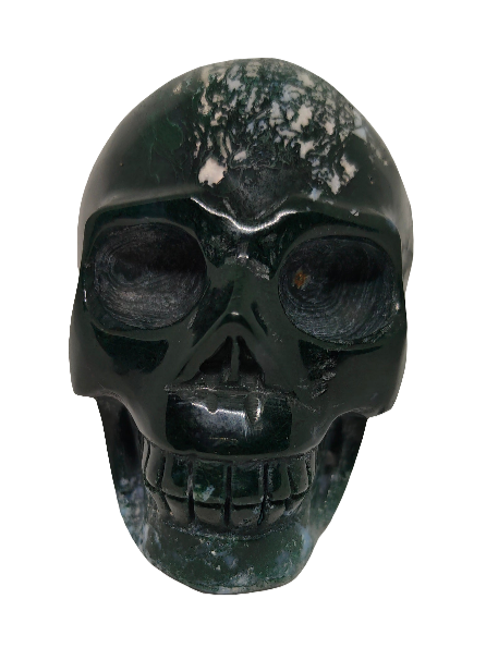Moss Agate Skull 4.25"