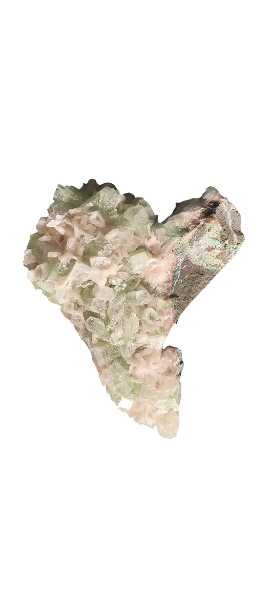 Green Apophyllite & Stilbite on Heulandite – 7”