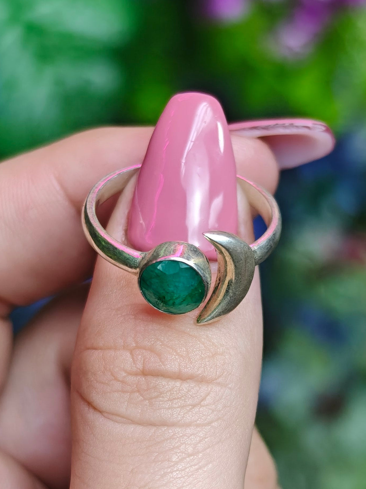 Emerald Ring Size 10 Sterling Silver