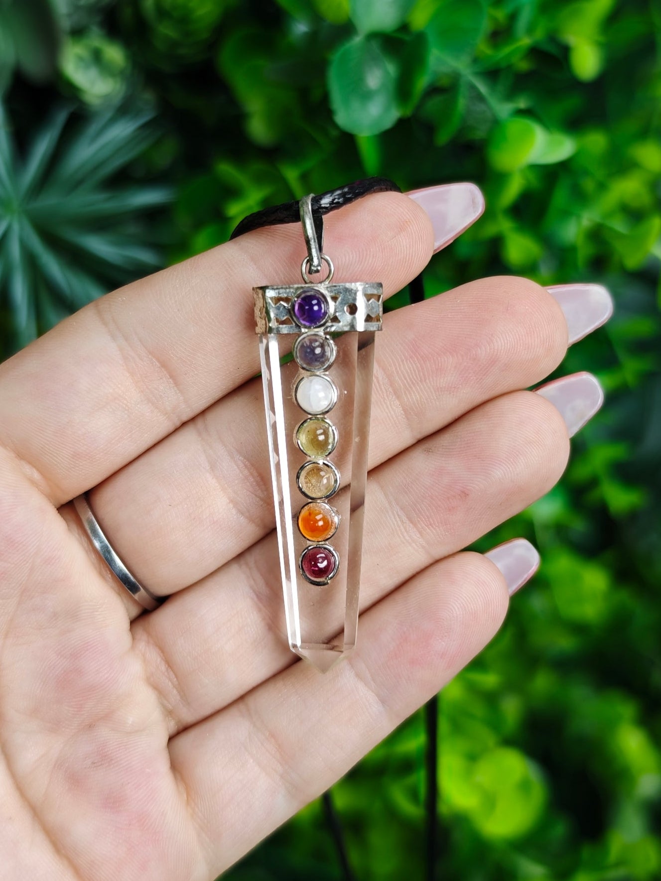 7 Chakra Clear Quartz Necklace