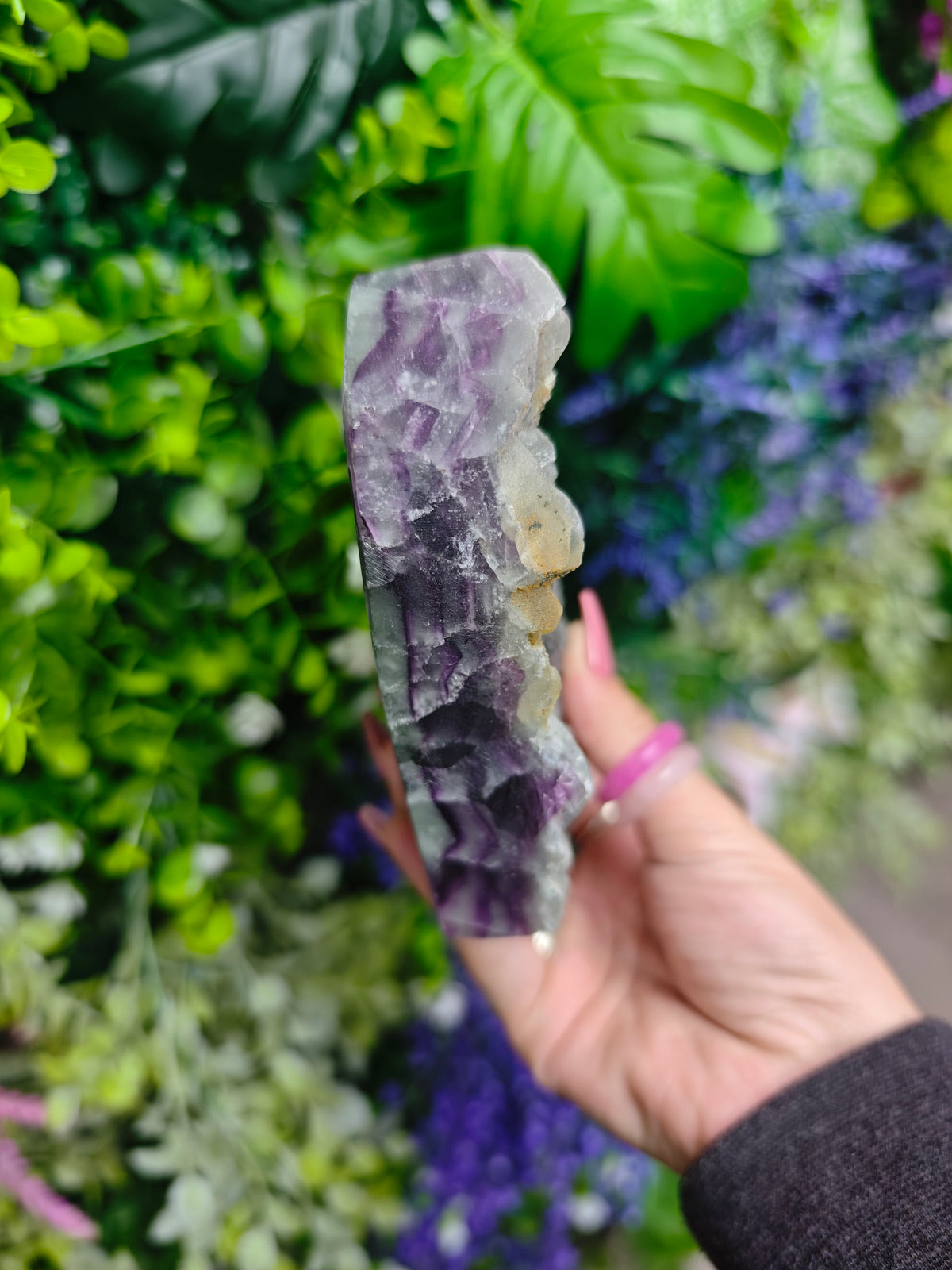 Fluorite Heart Half Raw Half Polished