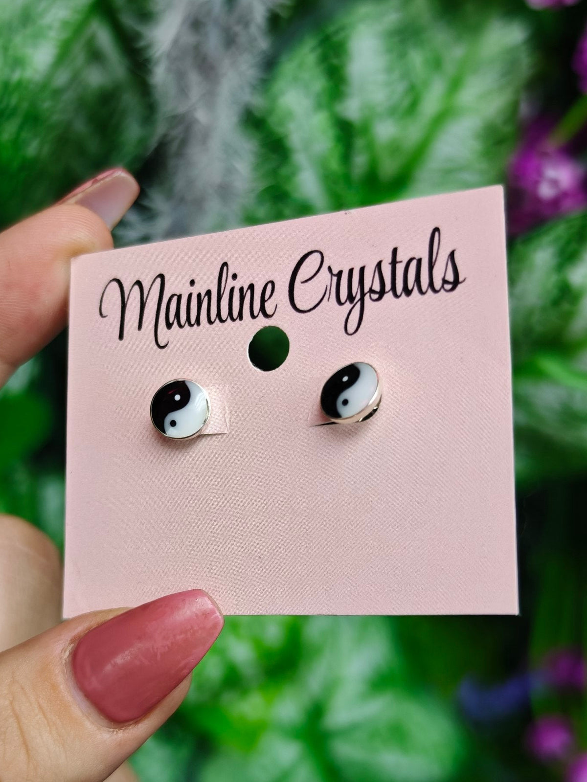 Mother of Pearl & Black Onyx Yin and Yang Sterling Silver Earring
