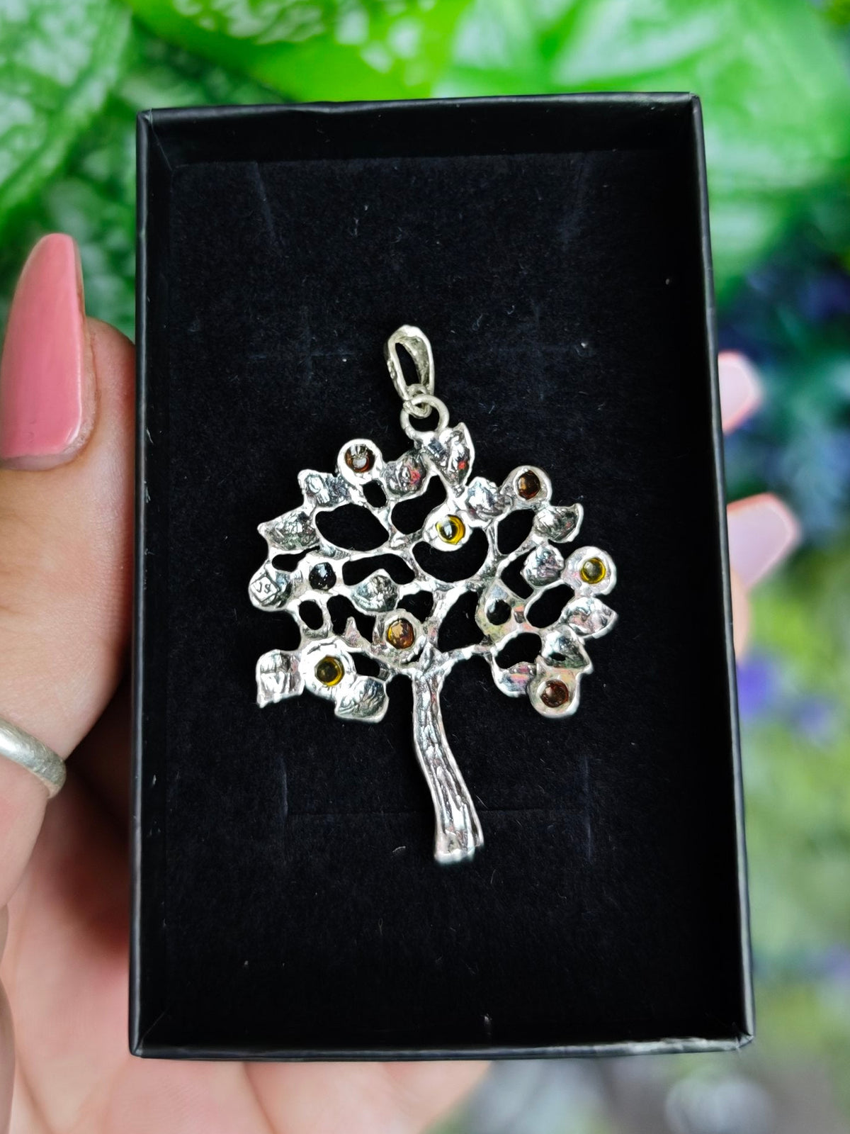 Baltic Amber Sterling Silver Tree Pendant