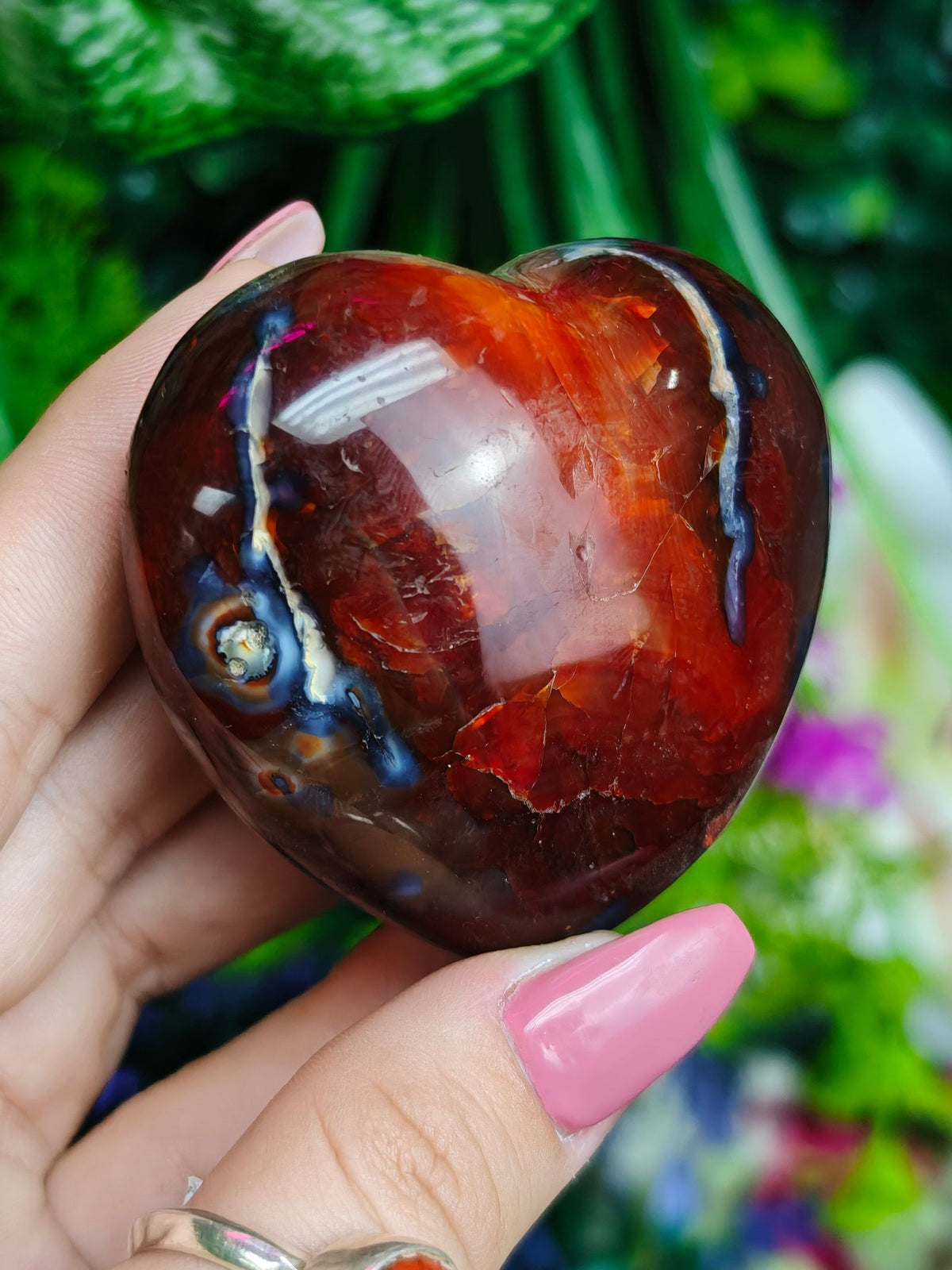 Carnelian & Orca Agate Heart