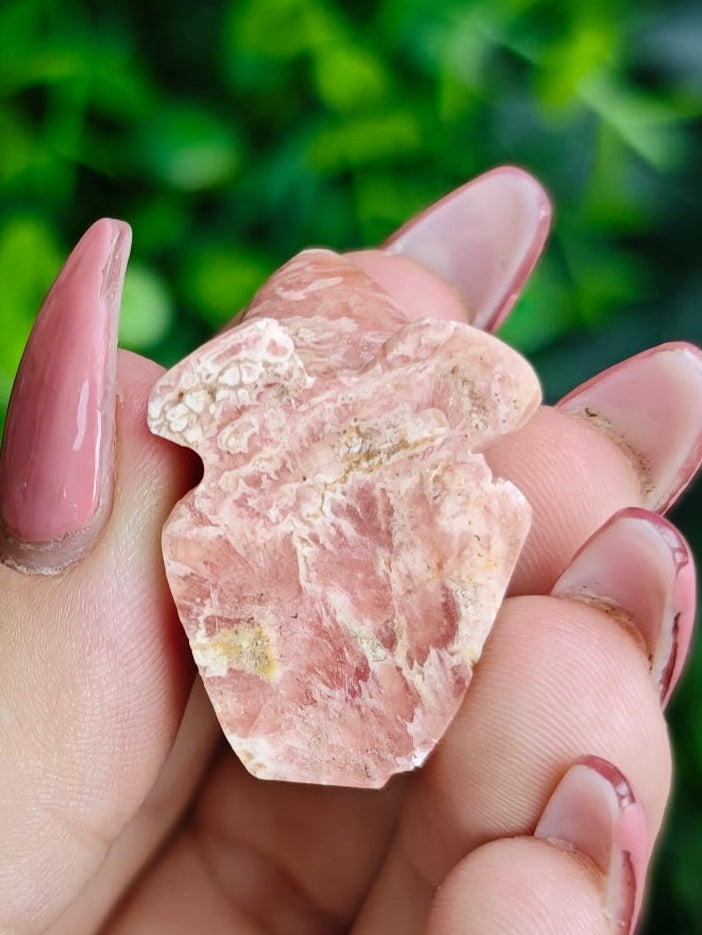 Rhodochrosite Frog Carving