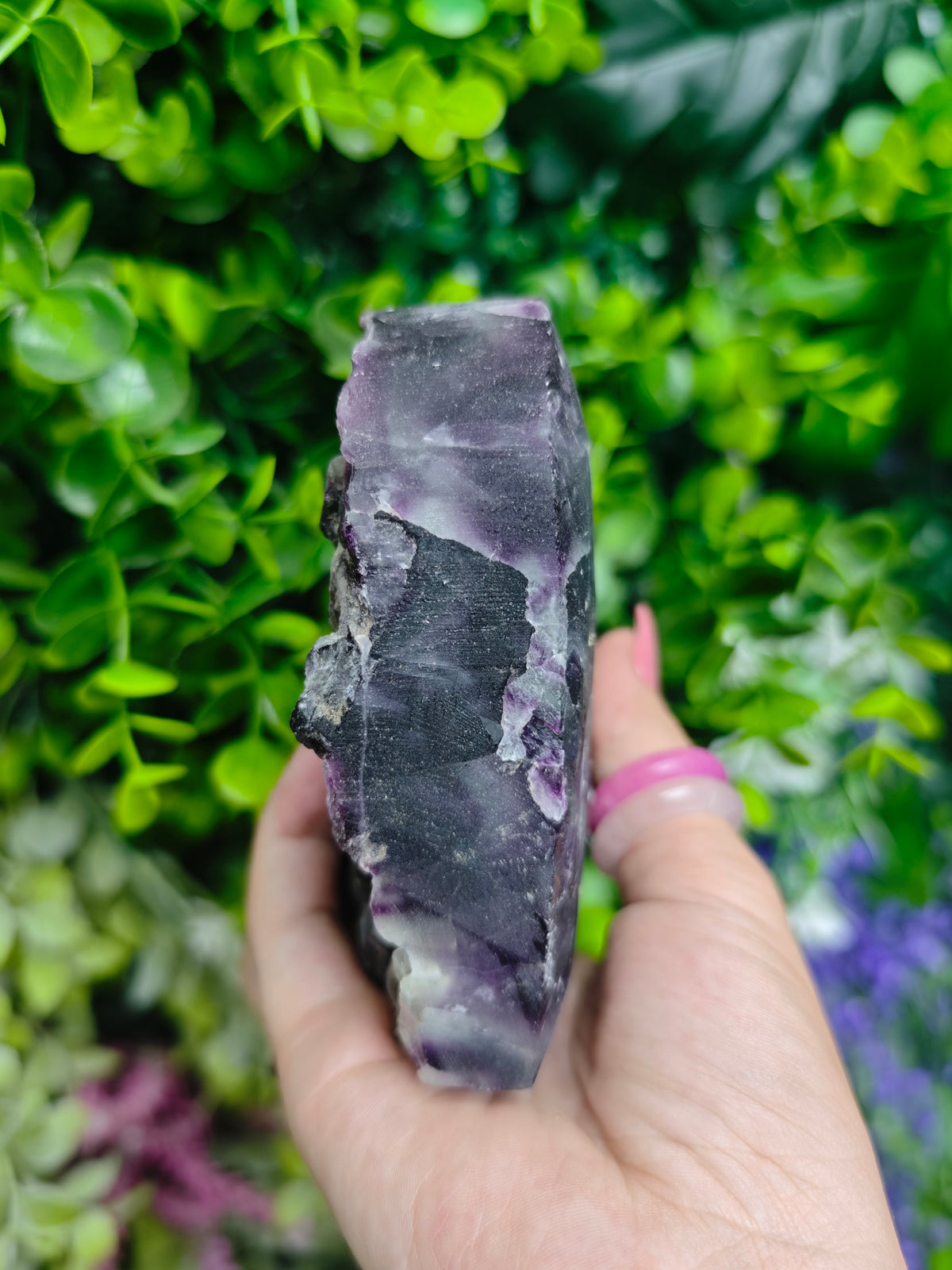 Fluorite Heart Half Raw Half Polished