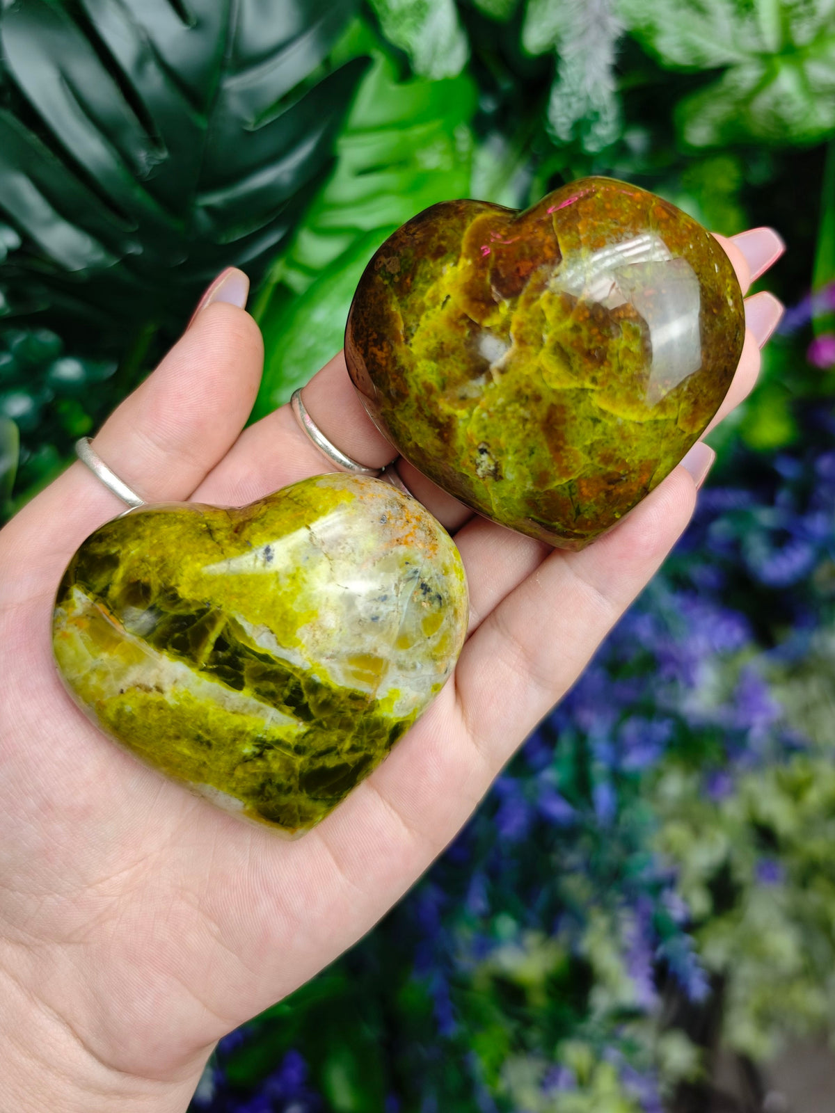 Green Opal Puffy Heart