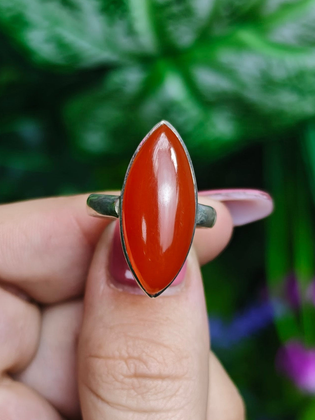 Carnelian Ring Size 8 Sterling Silver