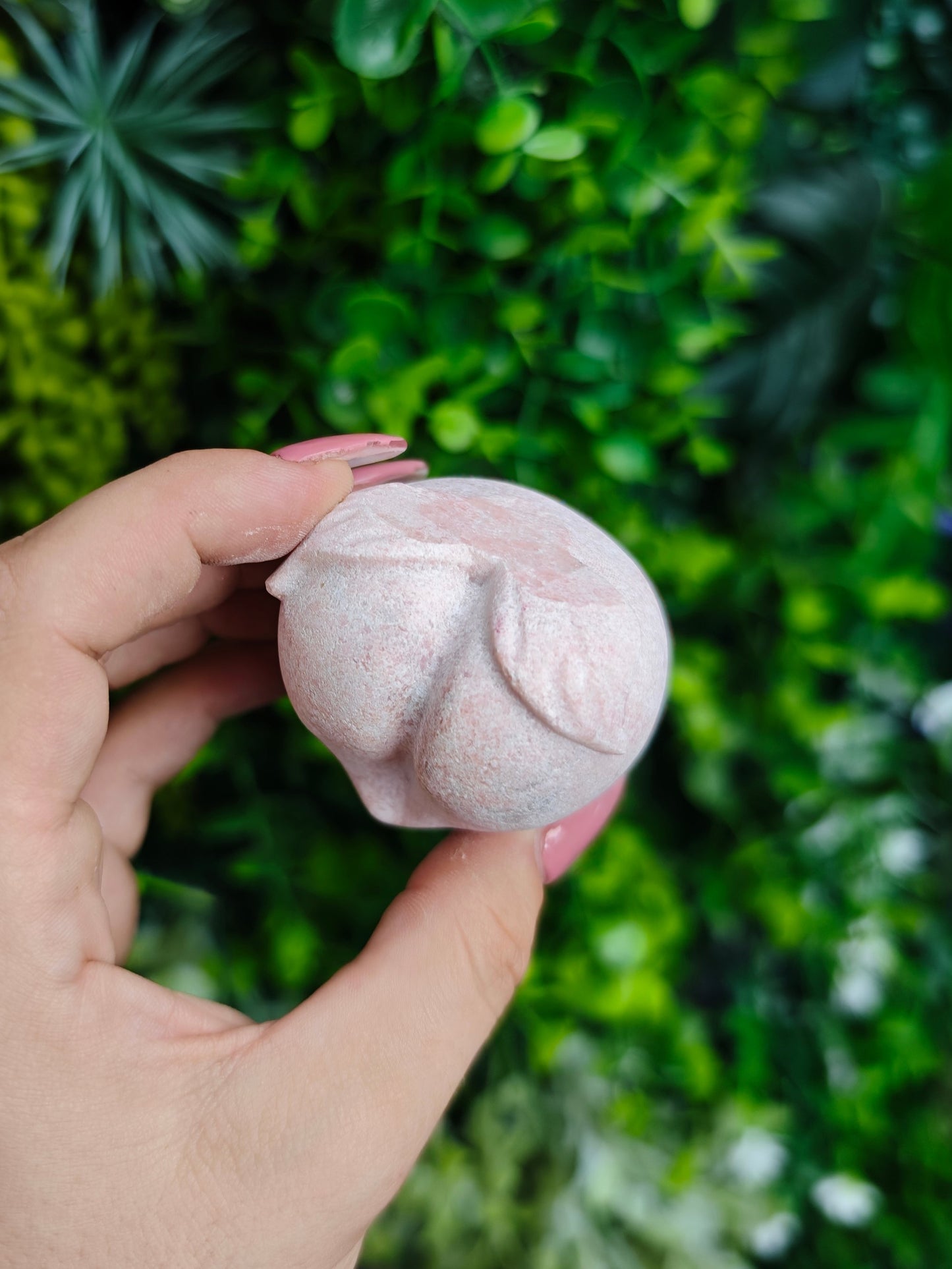 Pink Opal Peach Carving
