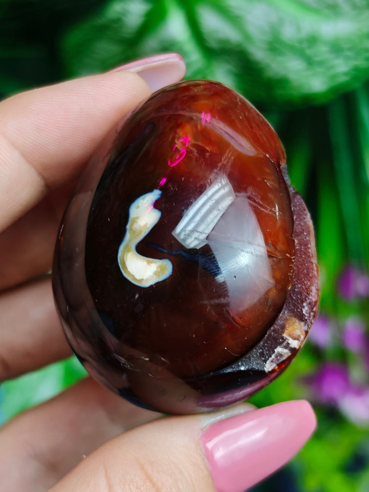 Carnelian and Orca Agate Egg