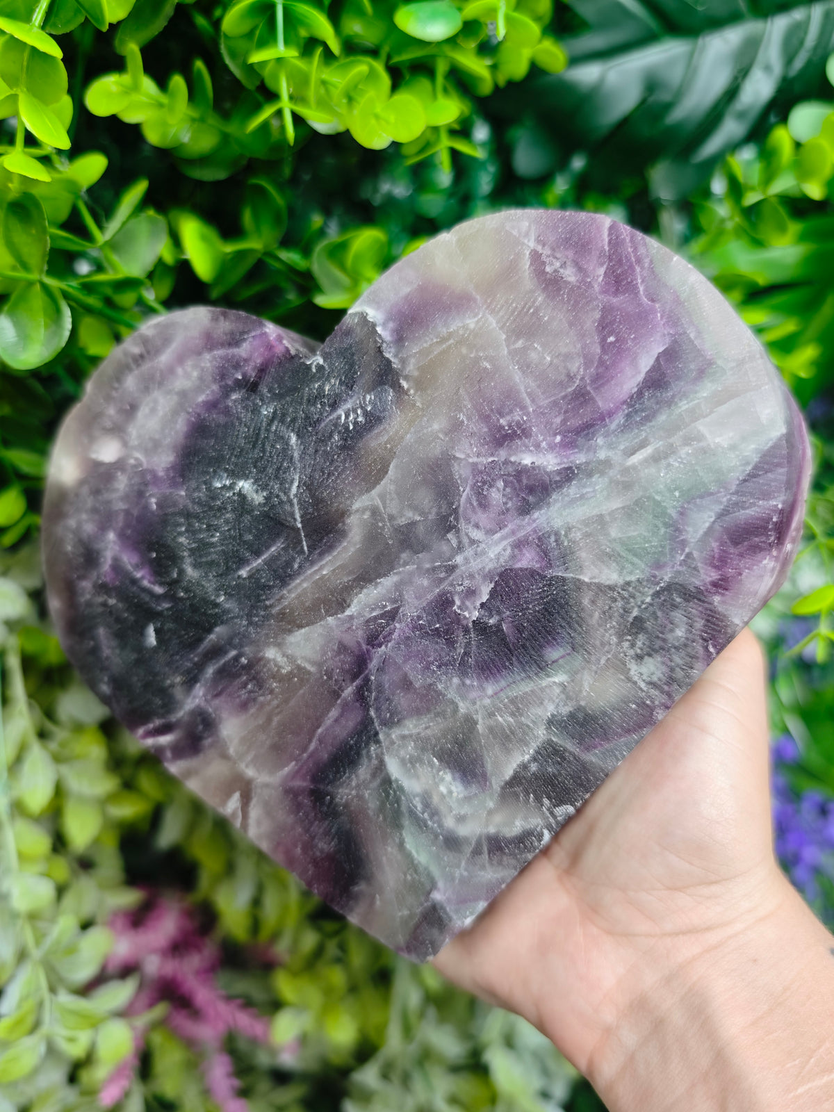 Fluorite Heart Half Raw Half Polished