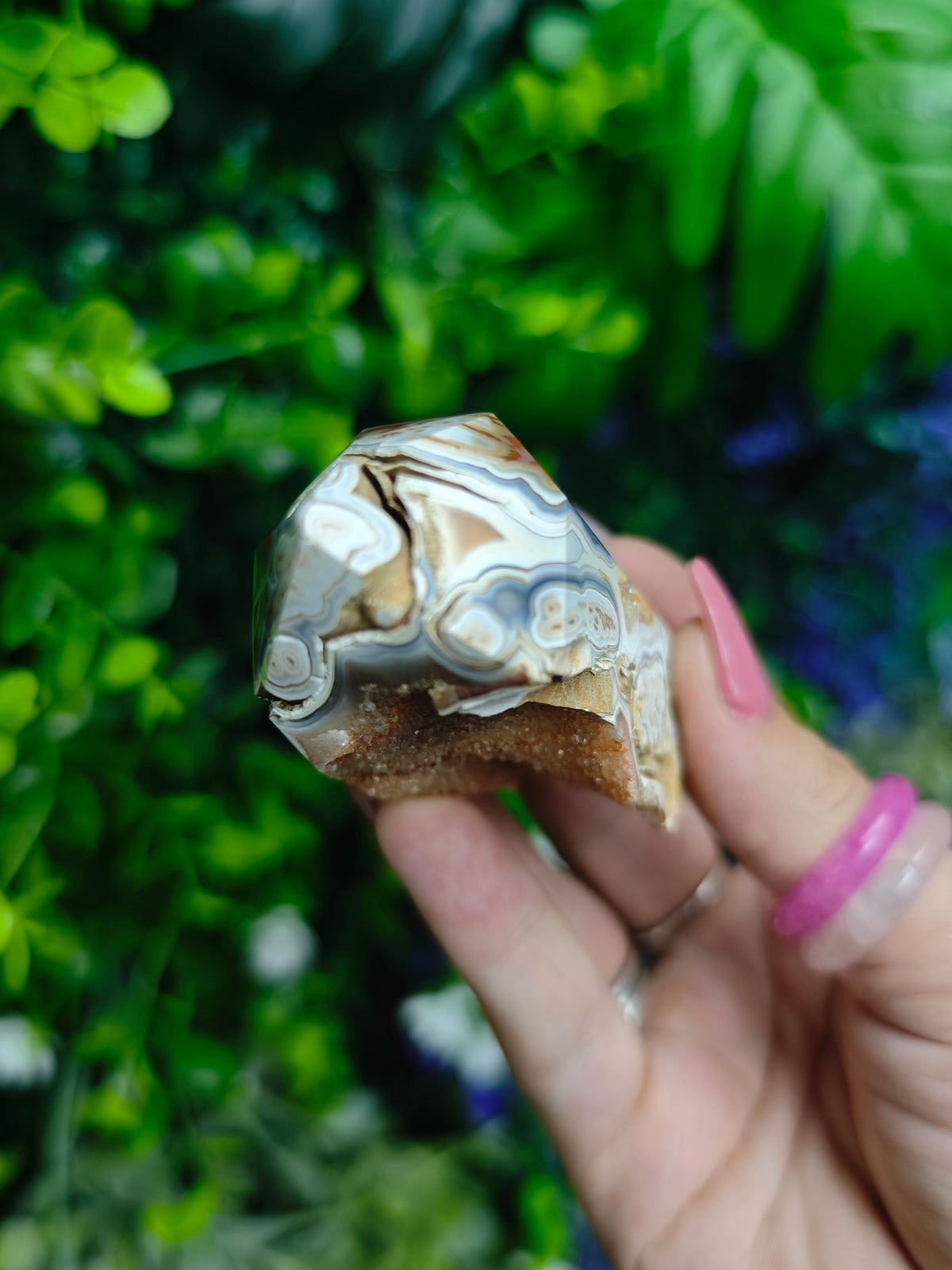 Brazilian Lace Agate & Druzy Quartz Tower