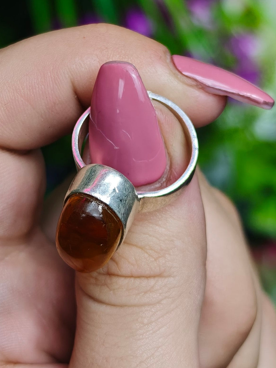 Baltic Amber Ring Size 6.5 Sterling Silver