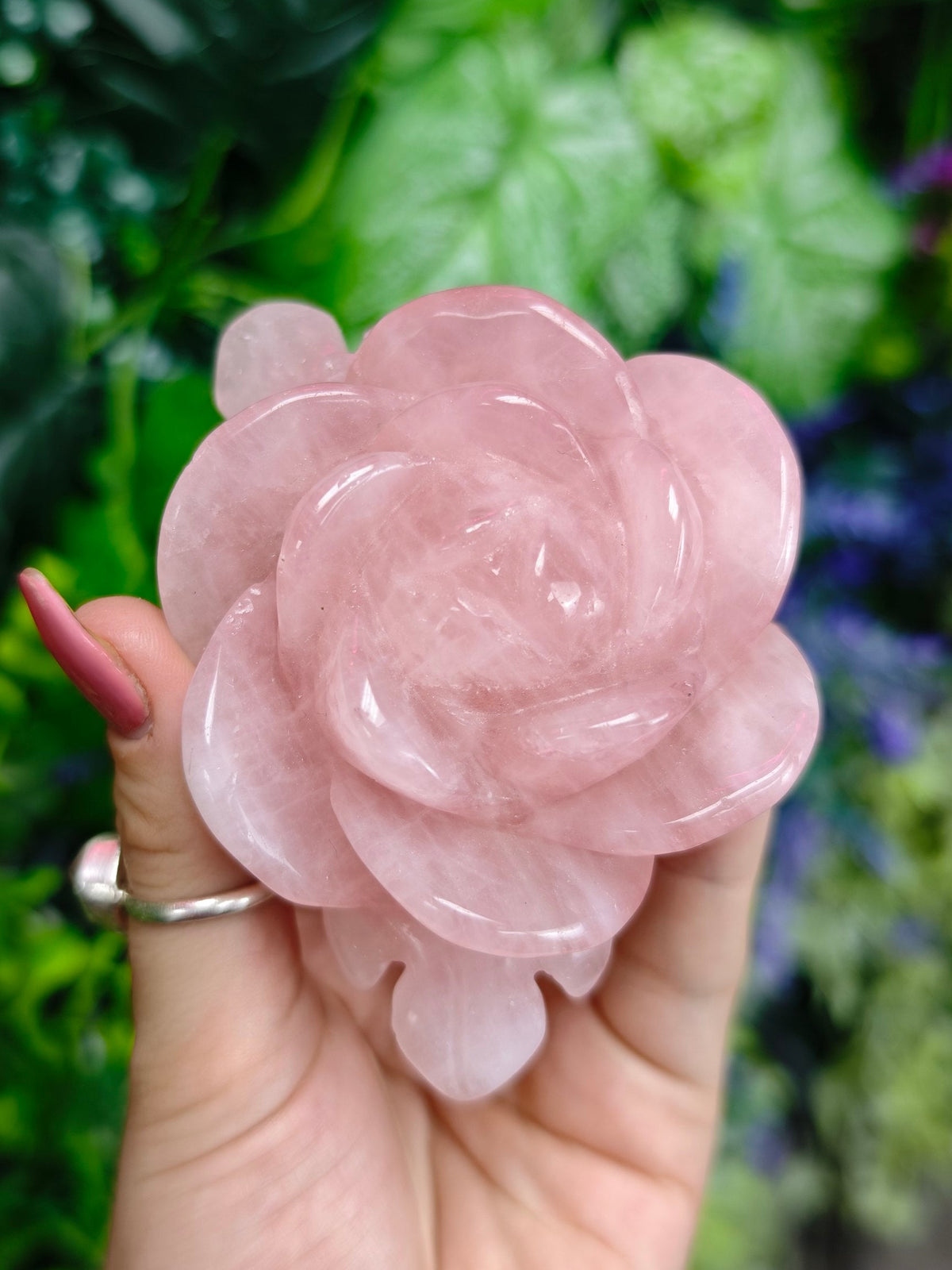 Rose Quartz Rose Carving