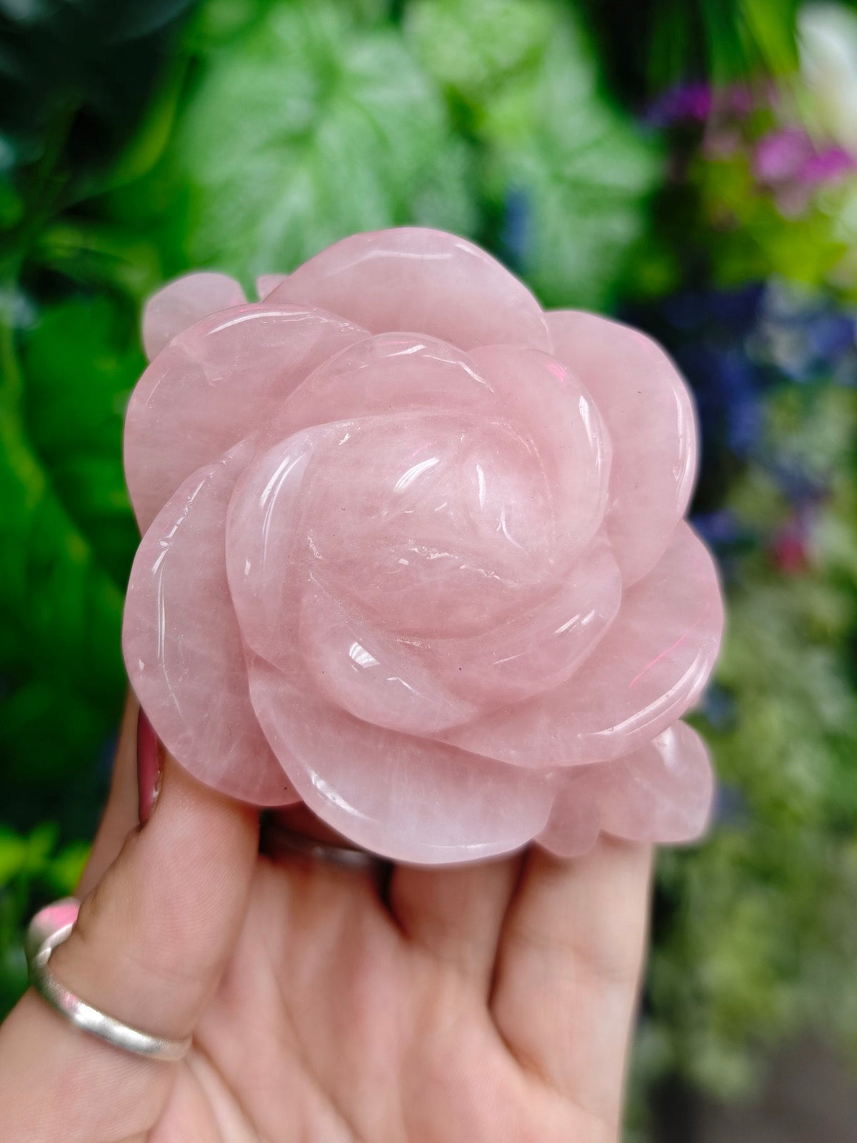 Rose Quartz Rose Carving