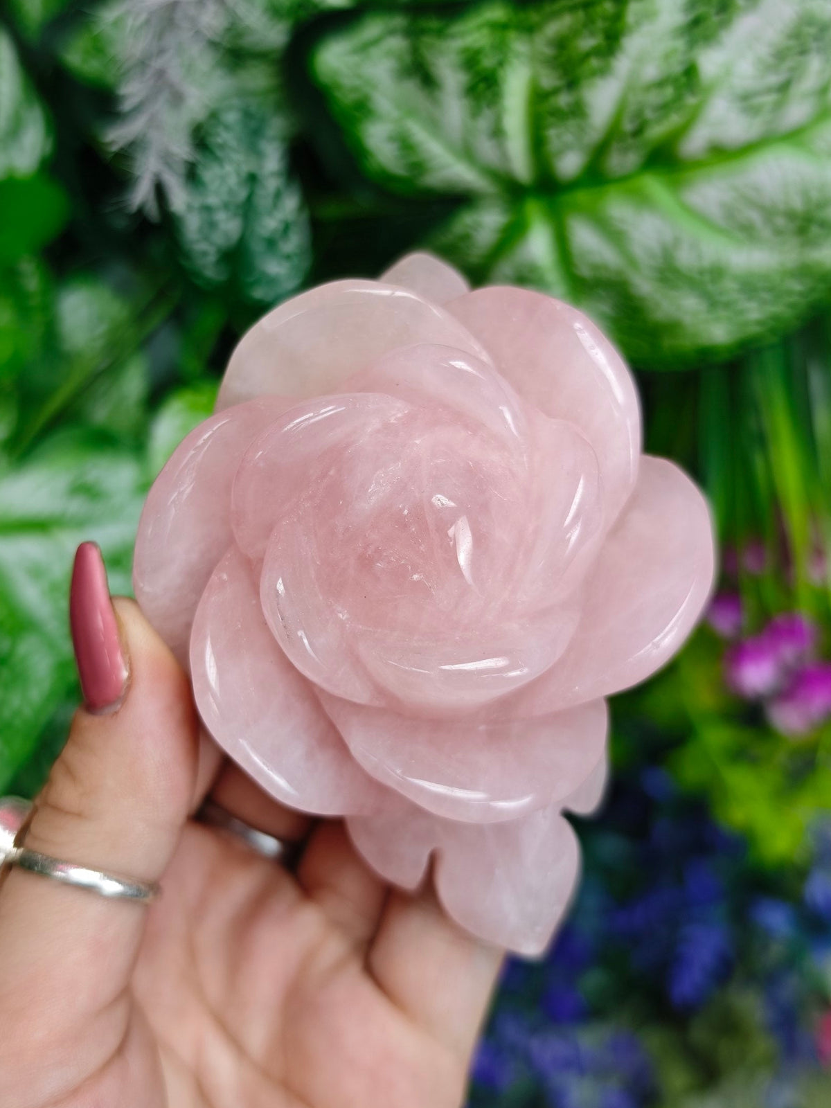 Rose Quartz Rose Carving