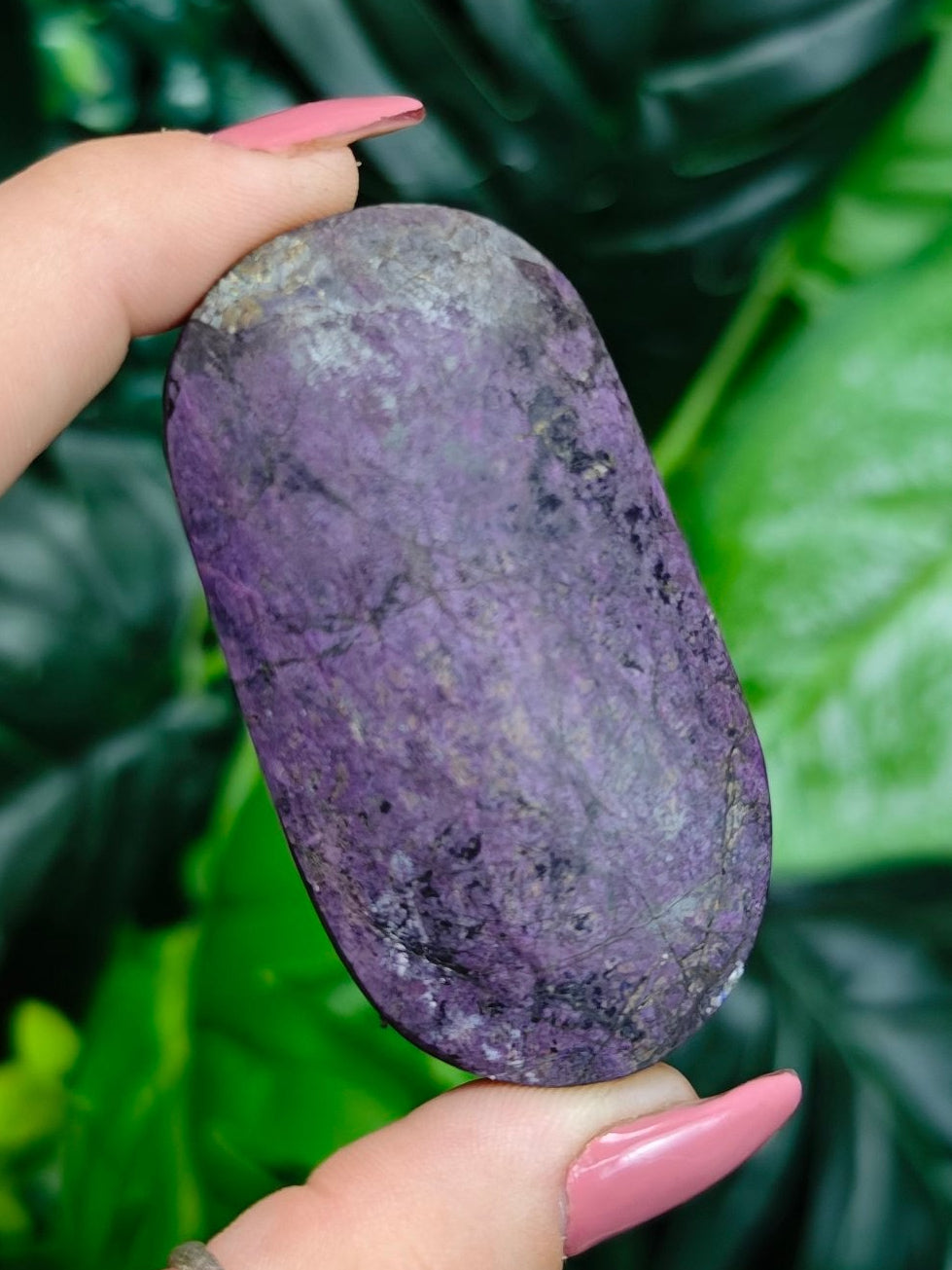 Purpurite Palm Stone