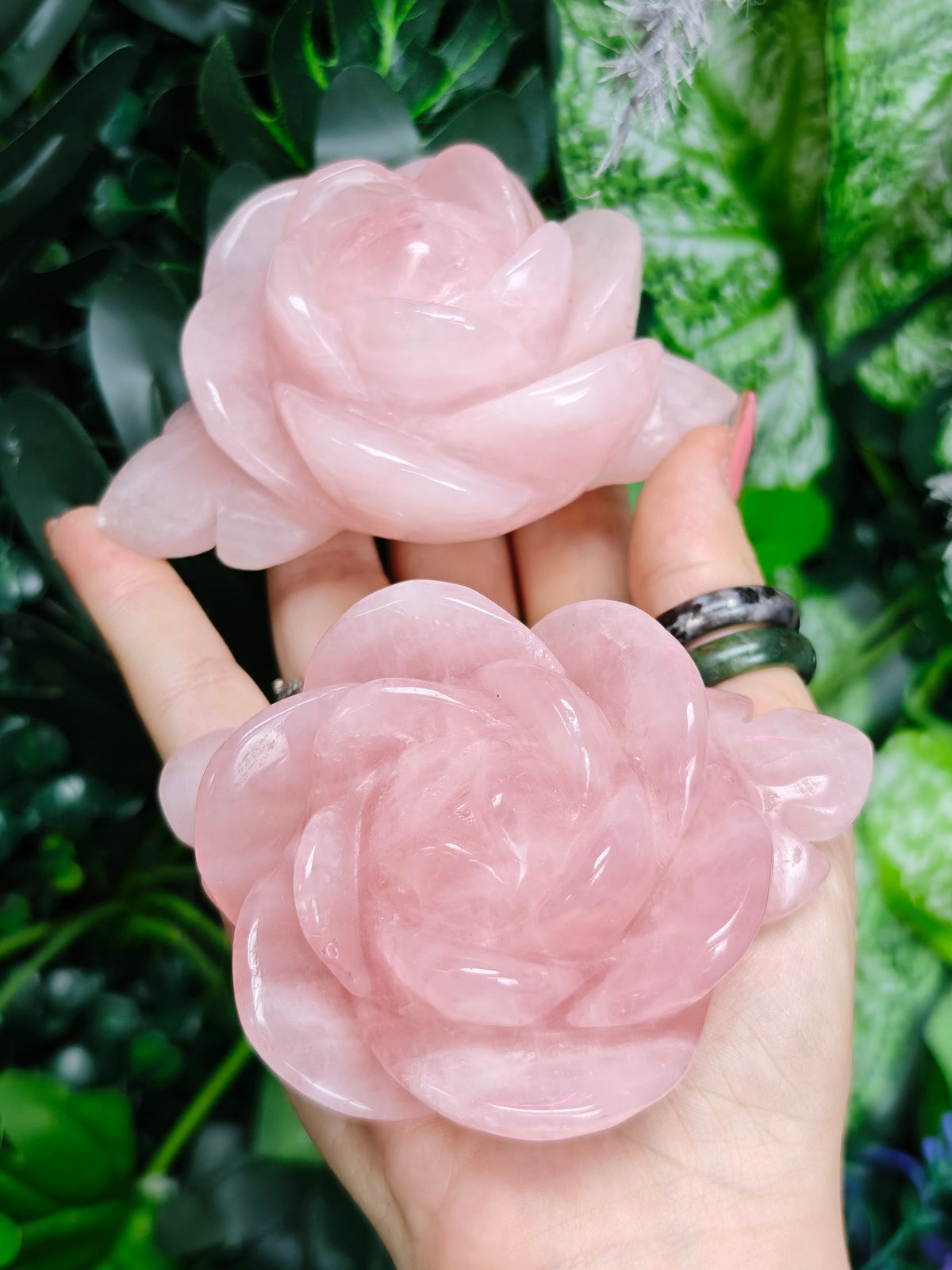 Rose Quartz Rose Carving