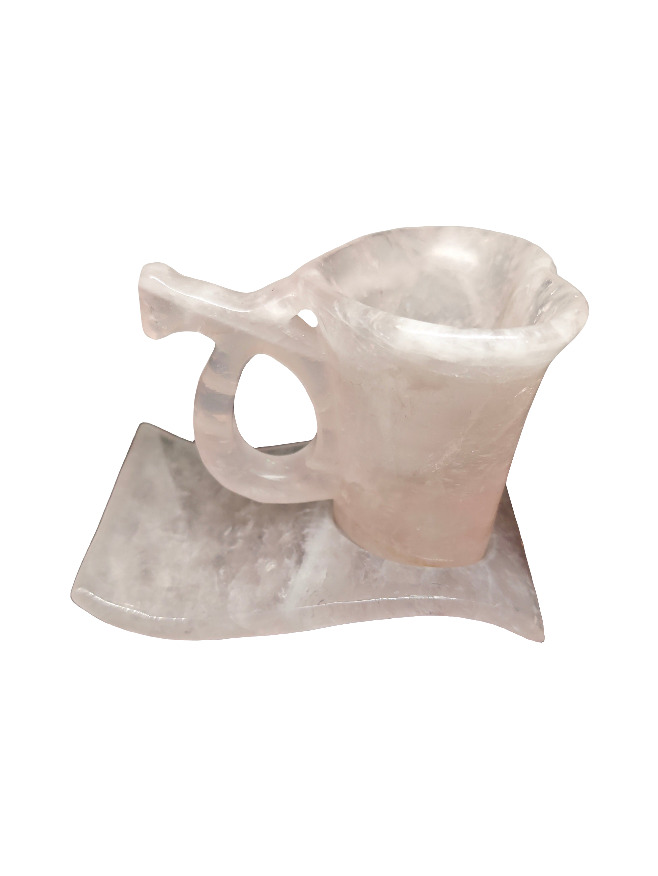 Rose Quartz Heart Mug and Carved Plate