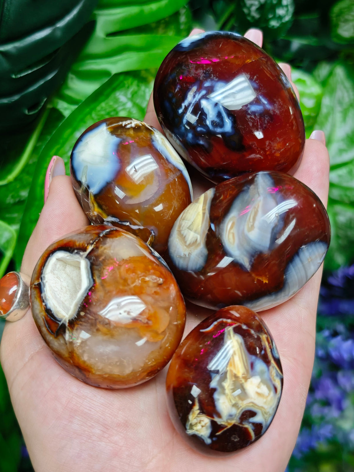 Carnelian & Orca Agate Palm Stone