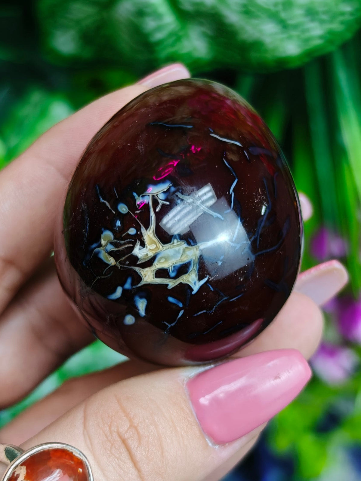 Carnelian and Orca Agate Egg