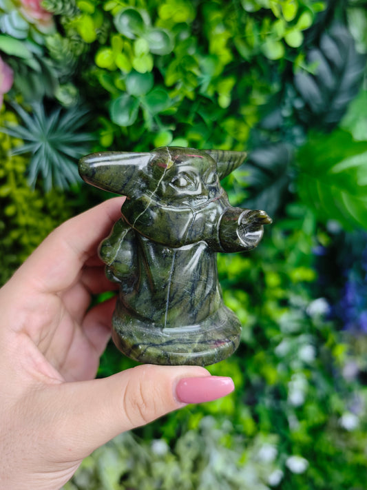 Green Jade Yoda Carving
