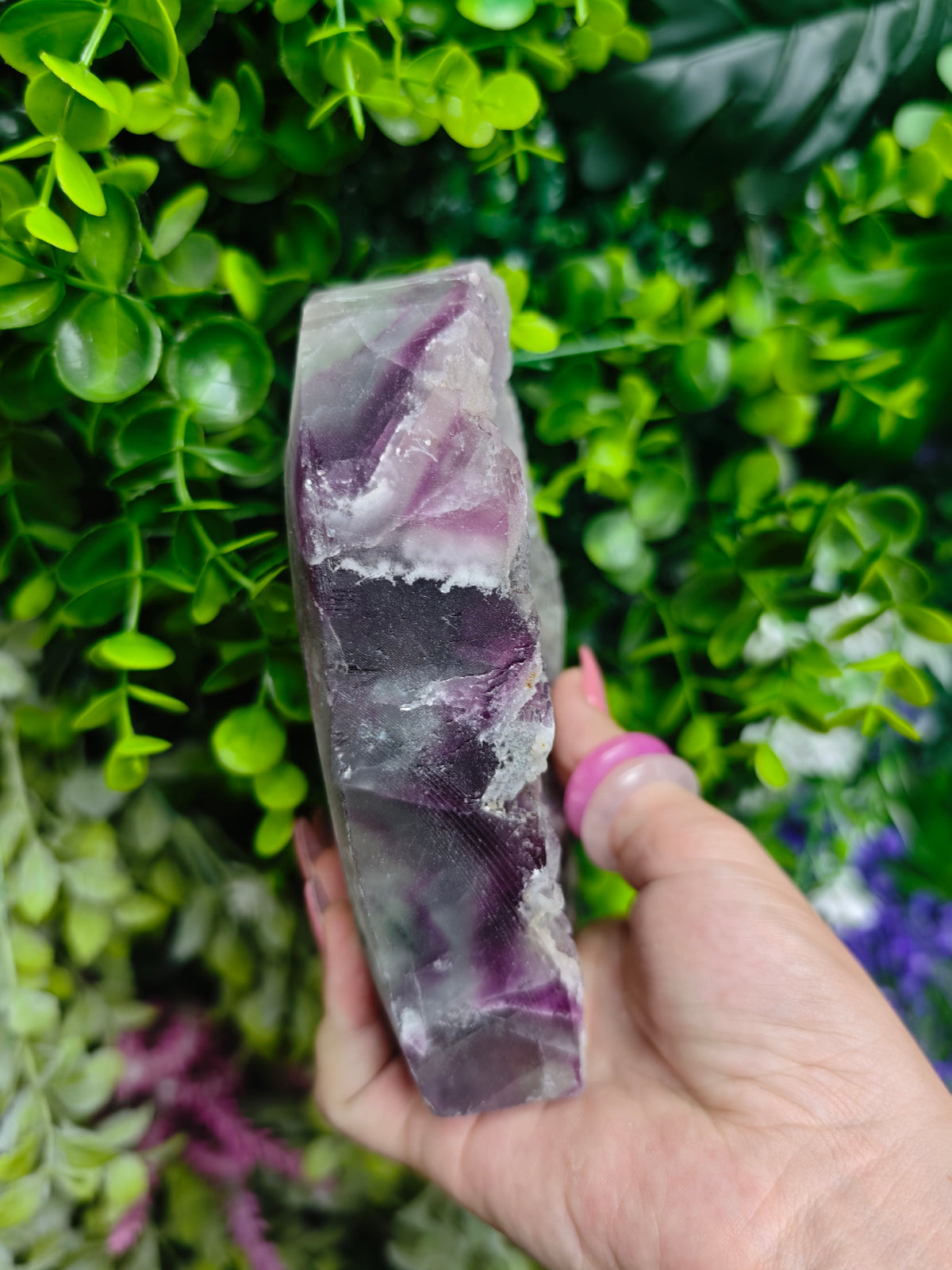 Fluorite Heart Half Raw Half Polished