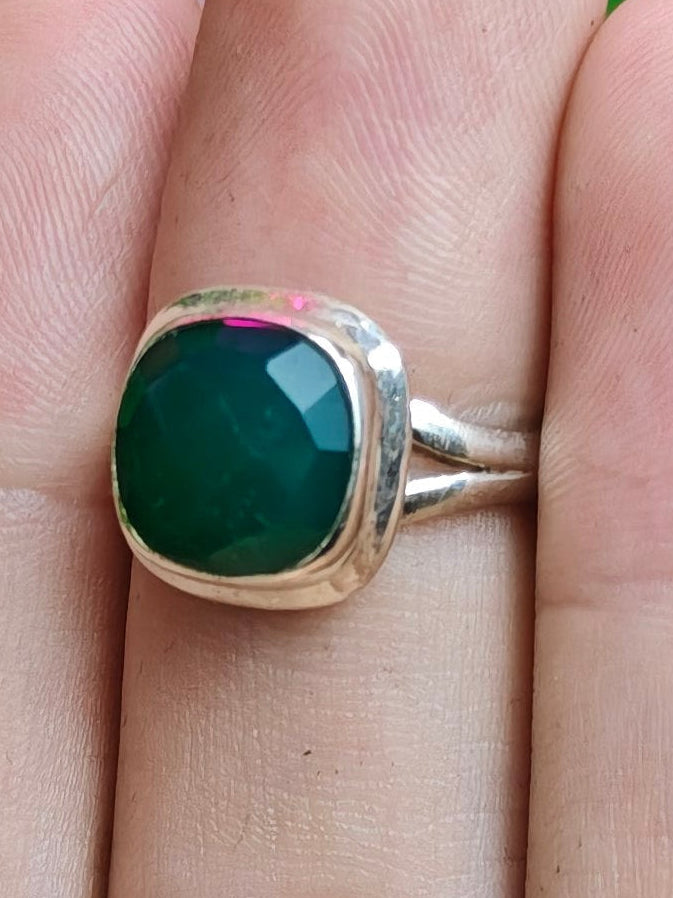 Emerald Ring Size 6 Sterling Silver