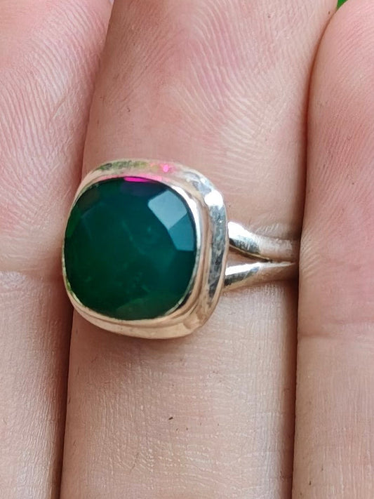 Emerald Ring Size 6 Sterling Silver