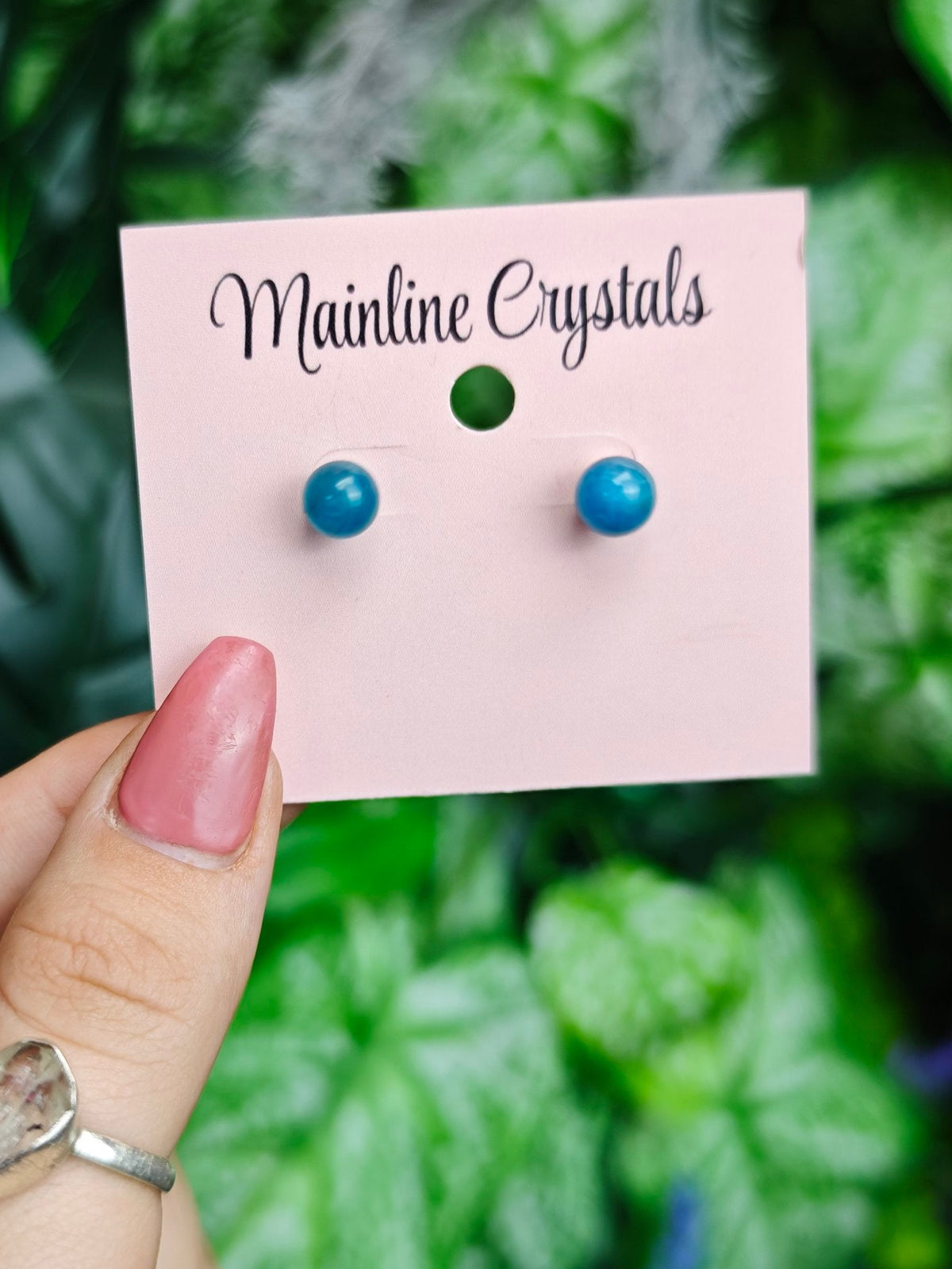 Gemstone Stud Sterling Silver Earrings