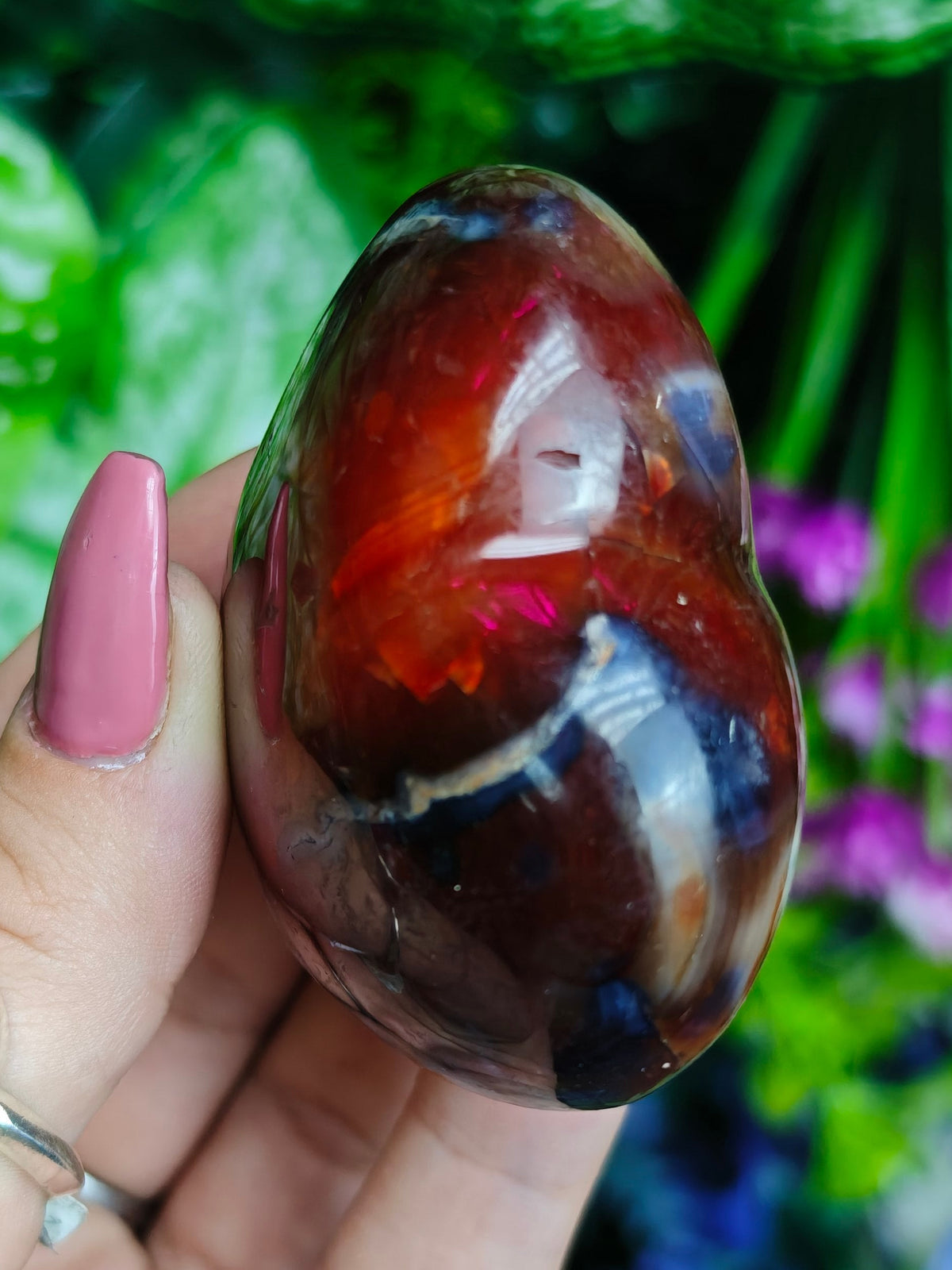 Carnelian & Orca Agate Heart