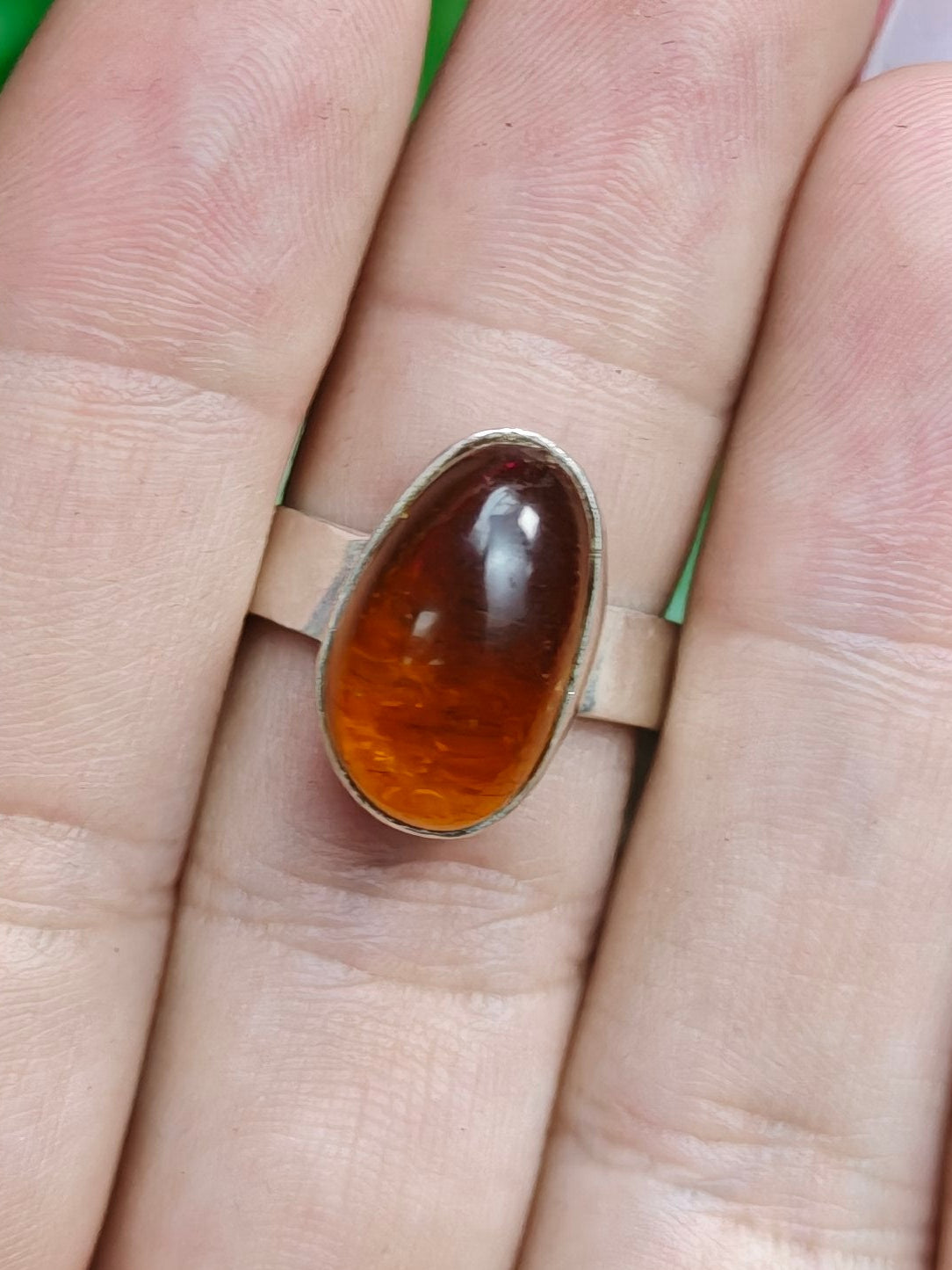 Baltic Amber Ring Size 6.5 Sterling Silver