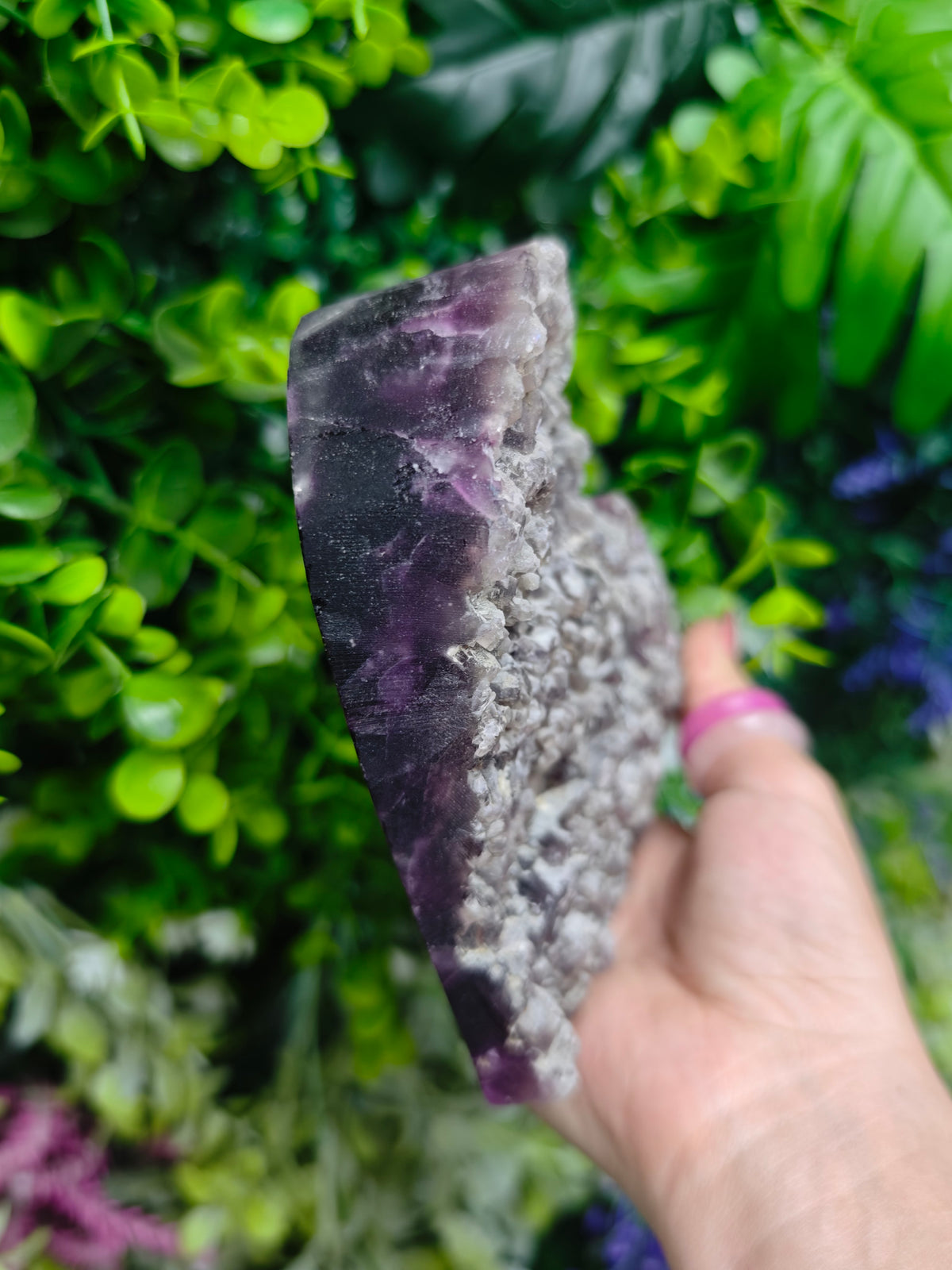 Fluorite Heart Half Raw Half Polished