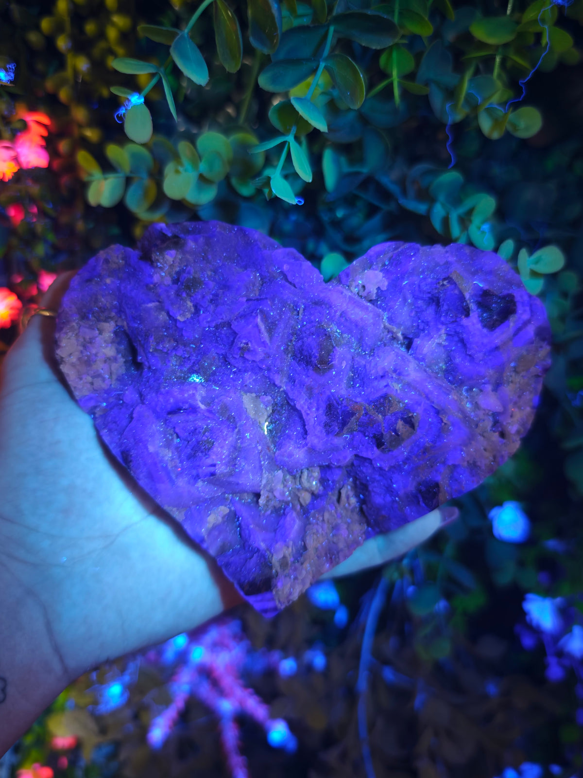 Fluorite Heart Half Raw Half Polished