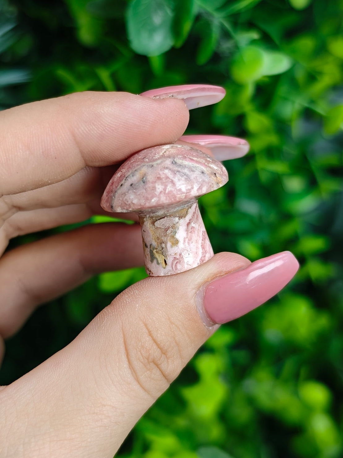 Rhodochrosite Mushroom Carving