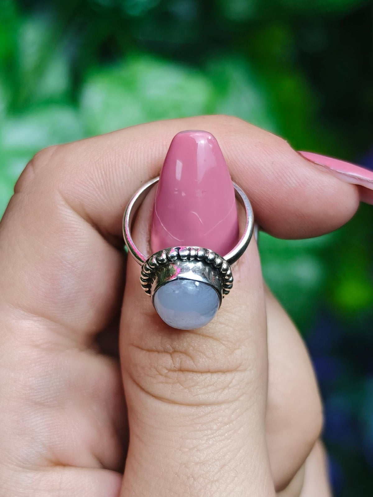 Blue Lace Agate Ring Size 6 Sterling Silver