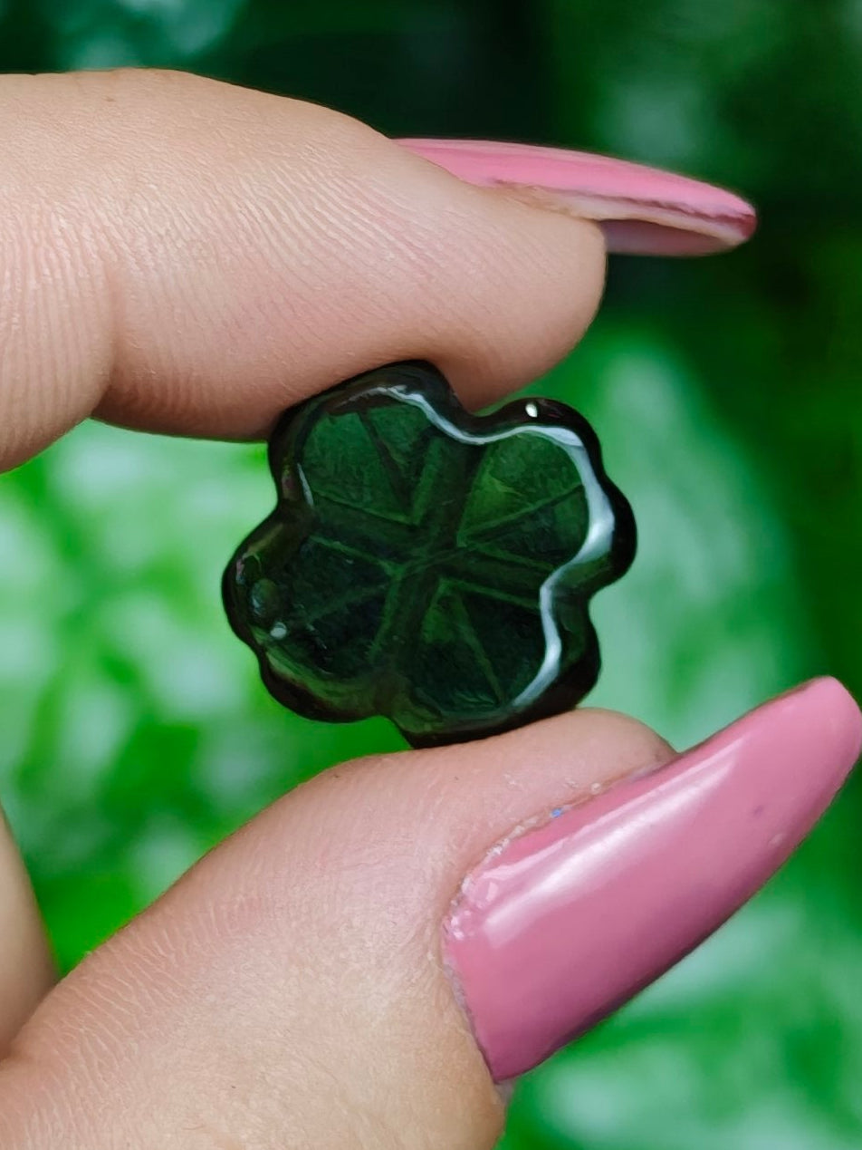 Moldavite Clover Carving
