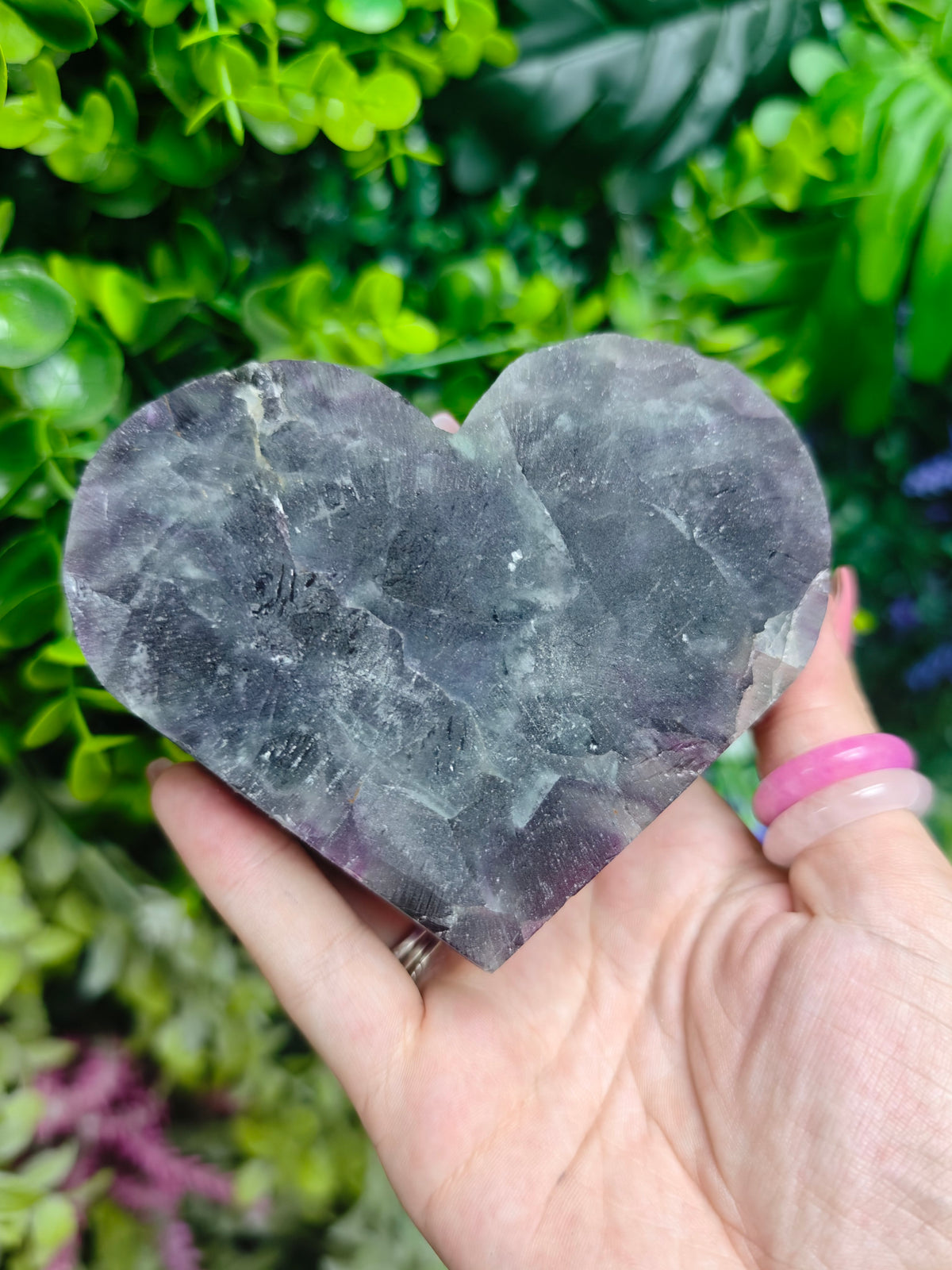 Fluorite Heart Half Raw Half Polished