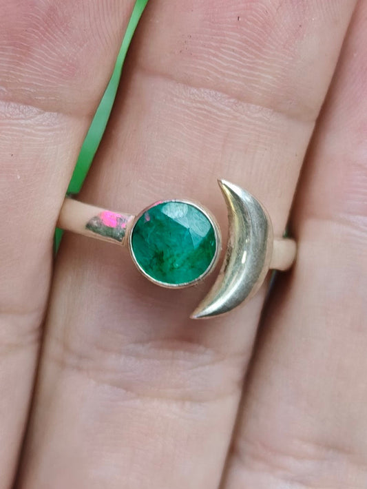 Emerald Ring Size 10 Sterling Silver