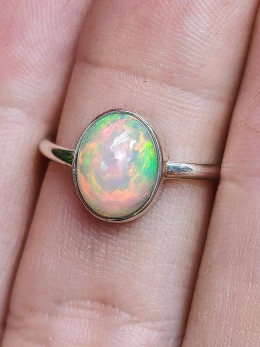 Ethiopian Opal Ring Size 6 Sterling Silver