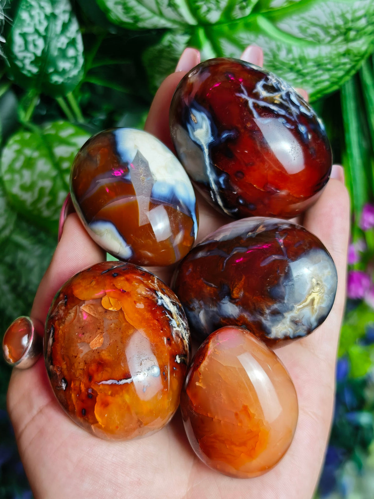 Carnelian & Orca Agate Palm Stone